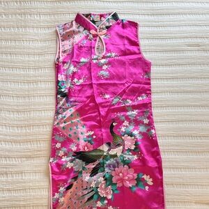 Elegant Fuchsia Peacock Kids Dress